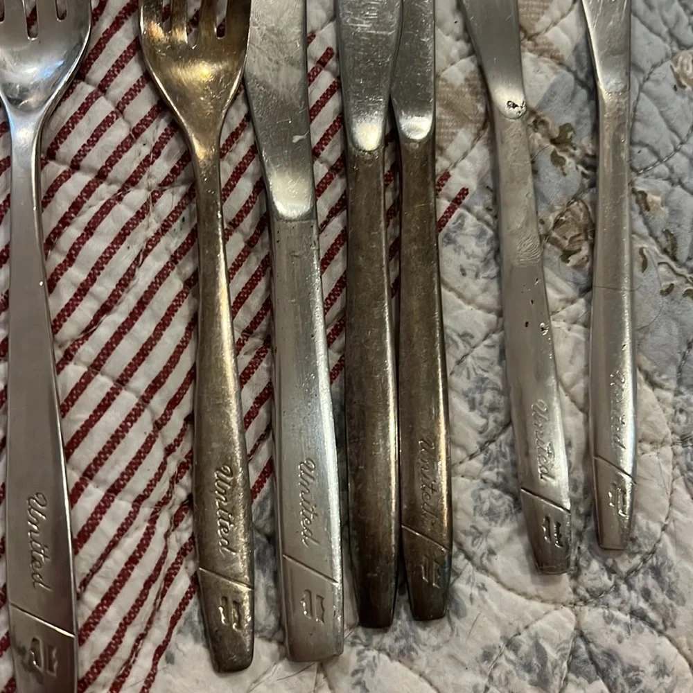 Vintage United Airlines first class Silver plated silverware forks knives spoons